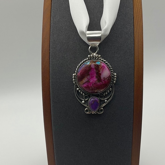 Natural Pink Copper Turquoise Pendant - Picture 1 of 6